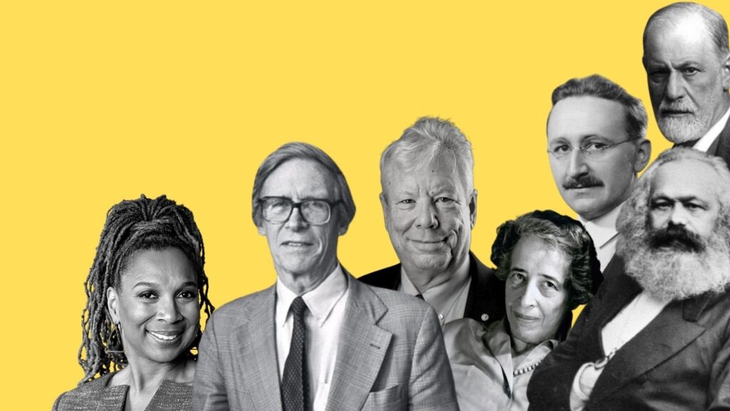 eminent social scientists in a collage form